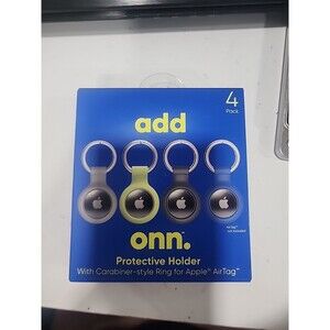 Apple Airtag Protective Holder With Carabiner Ring ONN Brand 4 Pack Multicolor